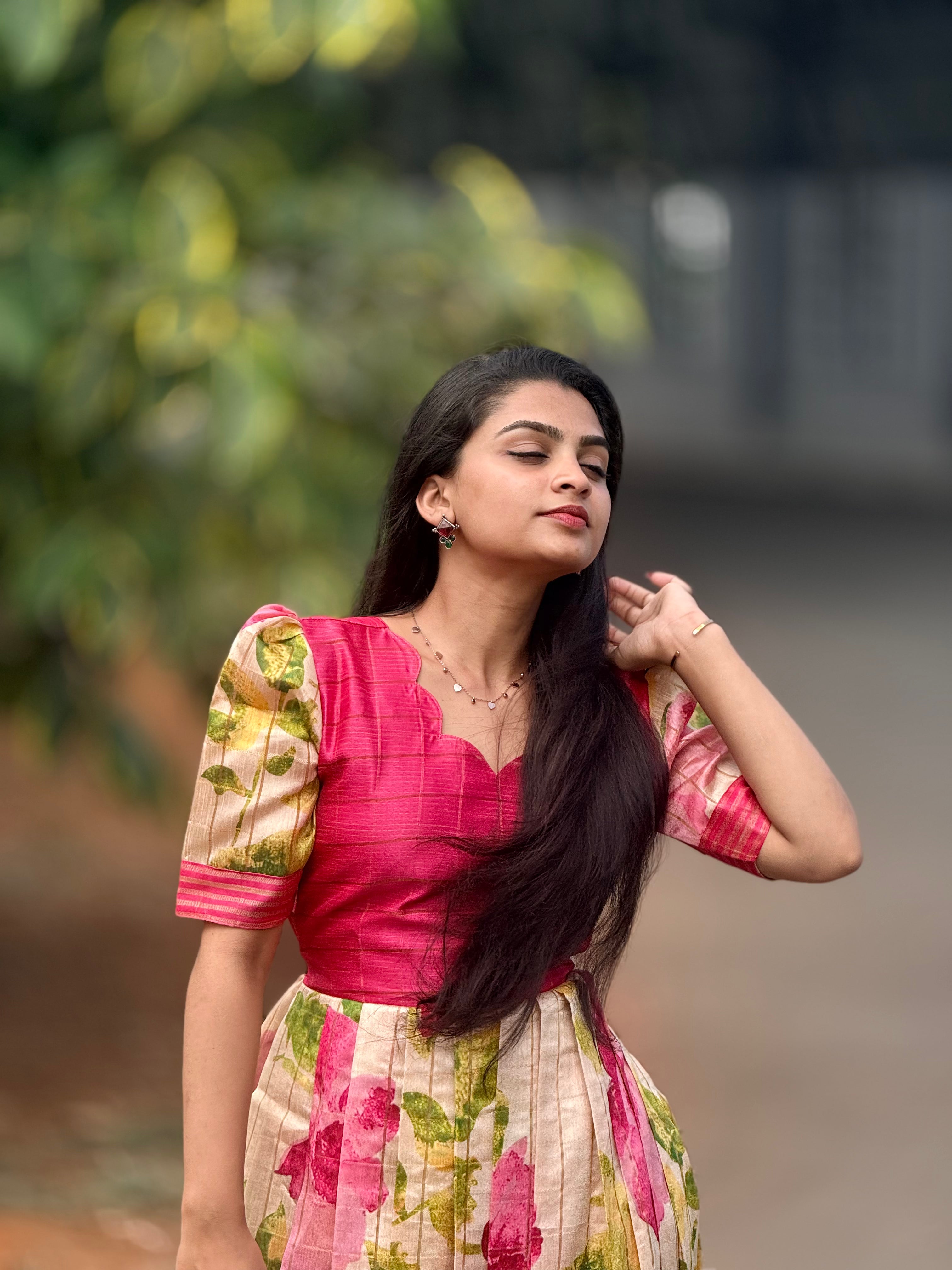 Roja Blush Rose Pleated Maxi