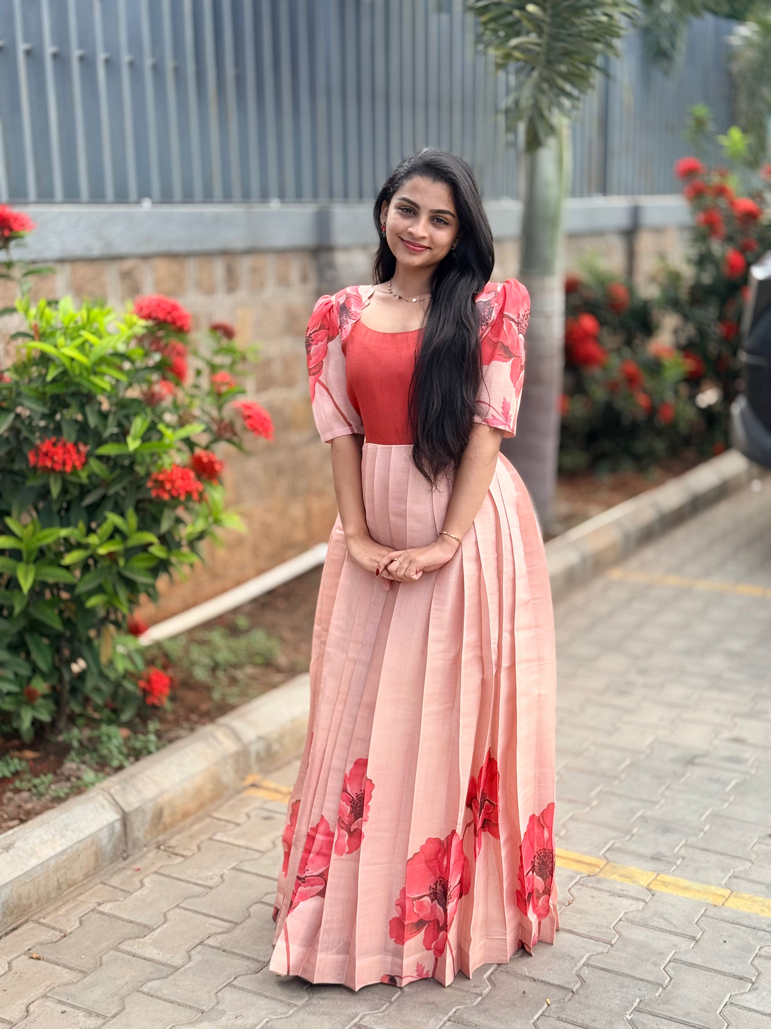 Sembaruthi Rust Pleated Maxi